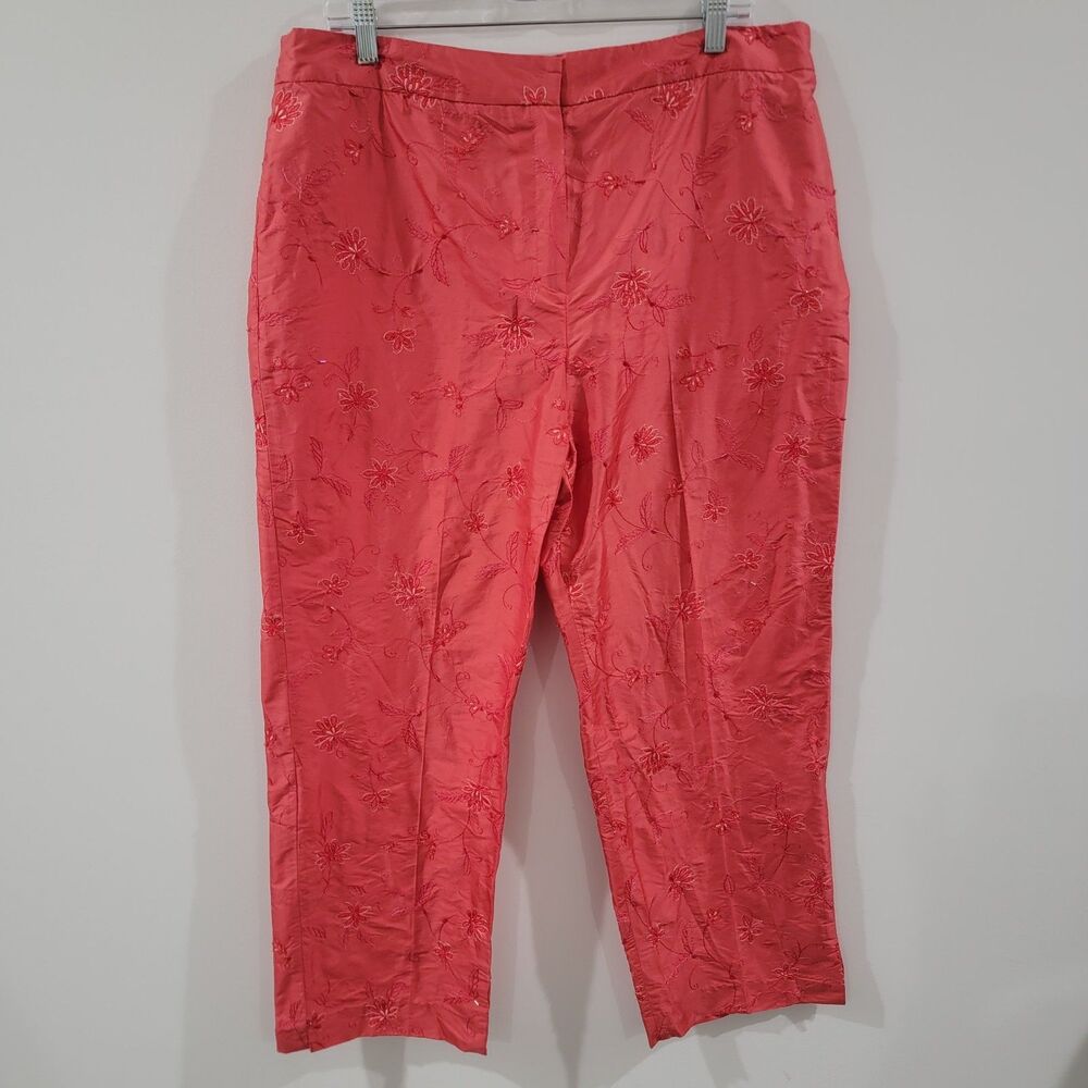 Womens Silk Beaded‎ Pants Size 16 Petite Floral Old Money Luxury Maximalism